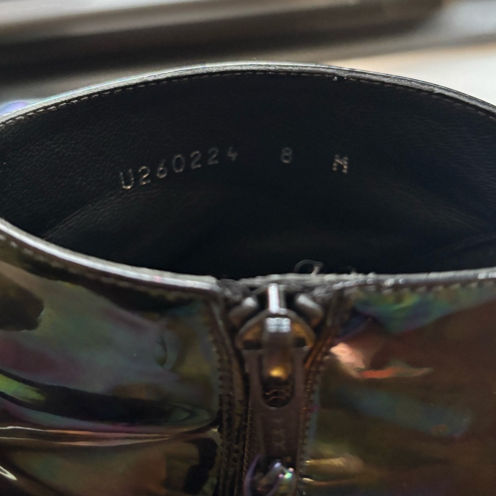 STUART WEITZMAN Carltone Oil Slick Metallic Iridescent Patent Ankle Booties - Picture 4 of 9